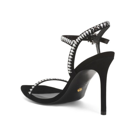 STUART WEITZMAN Black Made In Spain Suede Gemcut Sandals - Picture 2 of 2